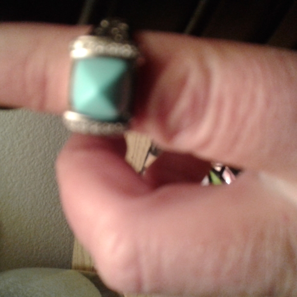 estate turquoise Ring.  With Diamond Bezel Reserved - Picture 3 of 5